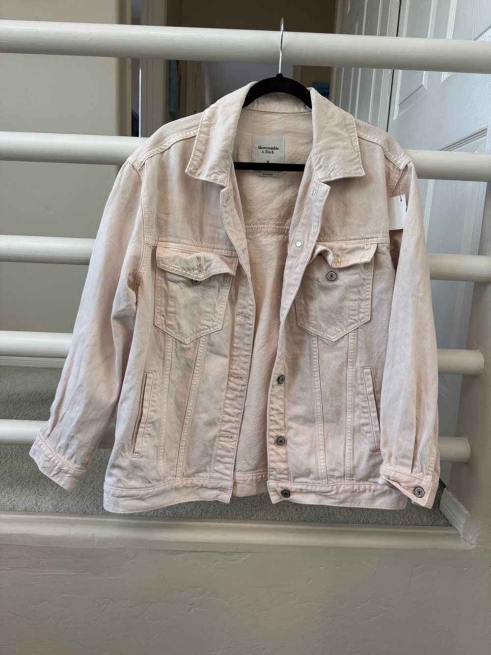 Abercrombie & Fitch Pale Blush Denim Trucker Jacket